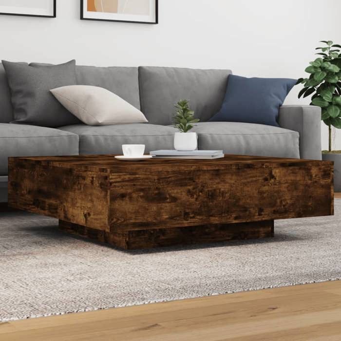 SALE 2025Table basse - Table d’Appoint de Salon - Chêne fumé - 100x100x31 cm - bois dingénierie30 Kg 7693