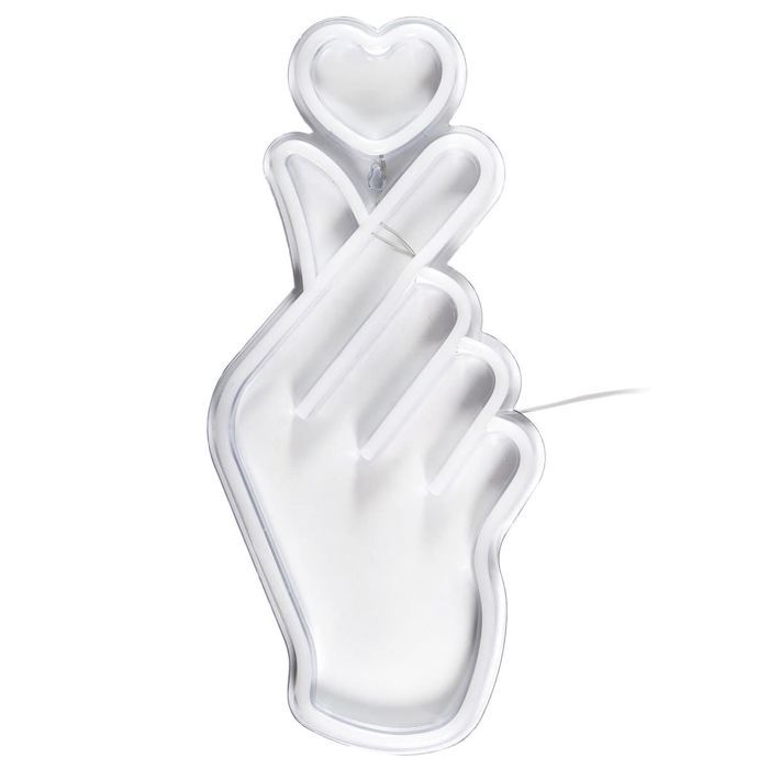 Lampe led effet néon mural coeur sur la main avec port USB
