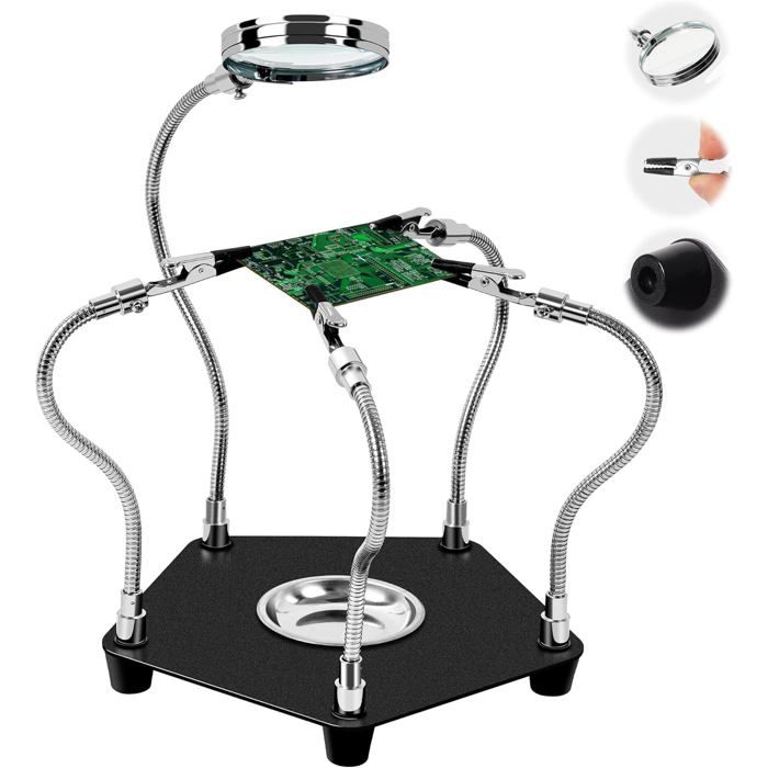 Troisieme Main Soudure WUFANC , Station De Soudage Avec Loupe 3X