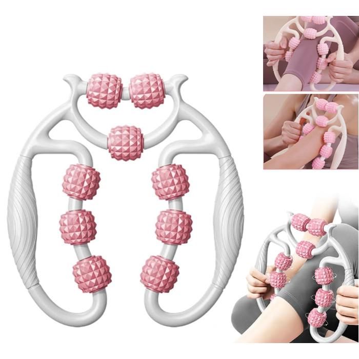 Rouleau Musculaire, Masseur Anti-Cellulite à 6 Roues, Massage Des Points De D Clenchement Pour Mollets Bras Jambes Outil Profond Soulager Les Douleurs Mu