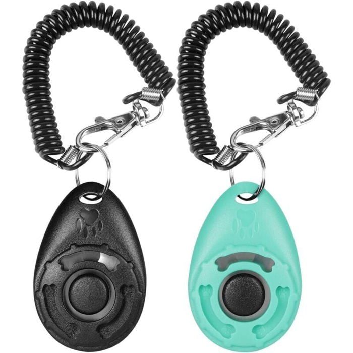 Comparer les prix de Lot de 2 Clickers pour Clickers de Chien avec Dragonne élastique & Grand Bouton Clicker Training Professionnel Clicker Chien Dr