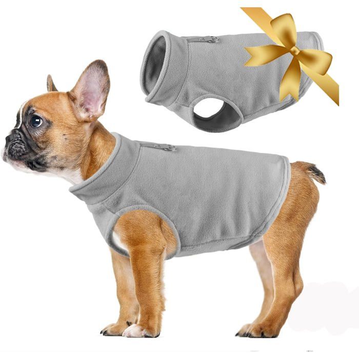 Meilleurs prix pour Sweat-shirt pour chien gilet polaire extensible manteau chaud pour chien veste dhiver pour intérieur et extérieur gris (L)