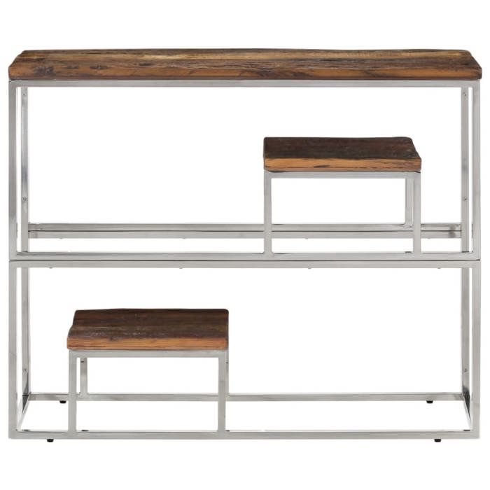 JILLS - Console Meuble - charge 20 kg - Table console - VIDAXL - argenté acier inoxydable et - Bois de mélèze massif OCT5517626