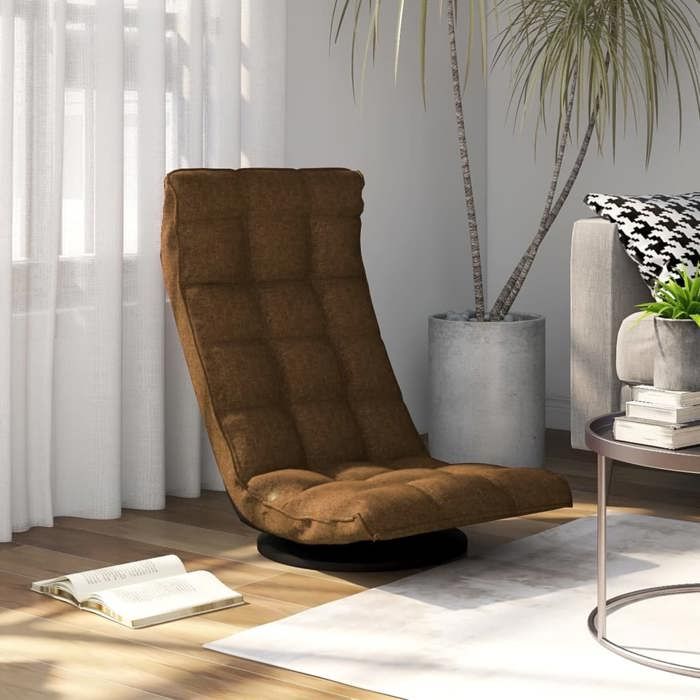 Chaise de sol pivotante - vidaXL - Marron - Tissu doux - Réglable 5 angles - Pivotante 360° - Pliable