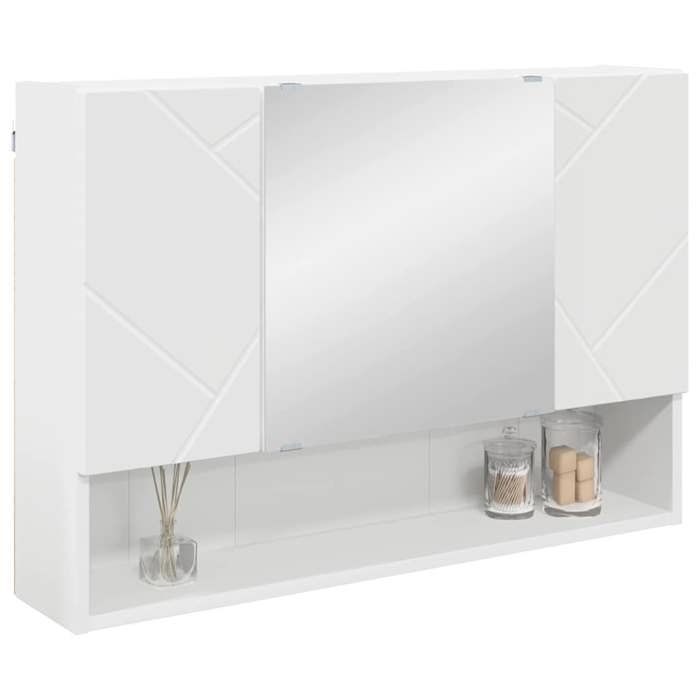ABBO-SALE*Meuble WC Décoratif JILLS - Armoire miroir de Salle de Bain - Blanc 80 x 17 x 55cm SOL508713