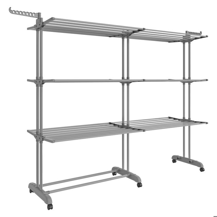 Étendoir à linge mobile - SONGMICS - 4 niveaux - Pliable - 635 x (131-200) x 1775 cm - Grande capacité