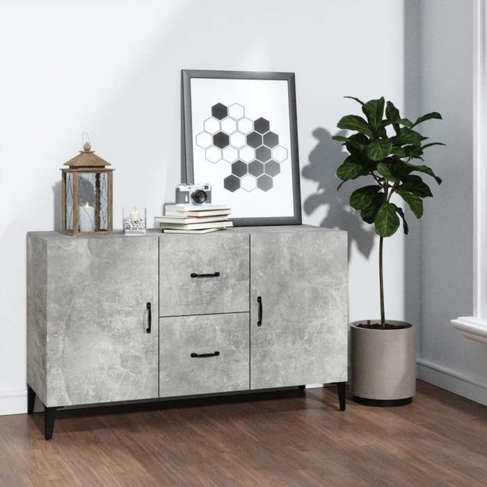 SALE 2026 Armoire/Cabinet à tiroirs Gris - Buffet gris béton 100x36x60cm - bois dingénierie PRO589539992