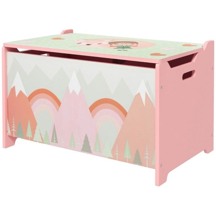 Coffre de rangement jouets 60x37x39cm rose motif animaux mignon couvercle sécurisé - rangement spacieux Coffre de rangement jouets 60x37x39cm rose motif animaux mignon couvercle sécurisé - rangement spacieux