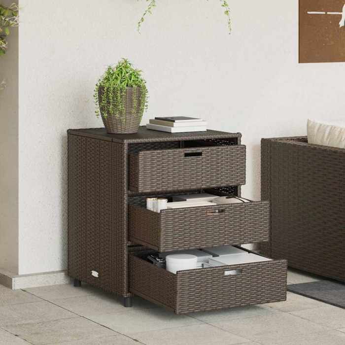 Promo printempsPlacard/Armoire Haute，CLARENCE Meuble de rangement de jardin - marron 55x59x69cm résine tressée - M821283