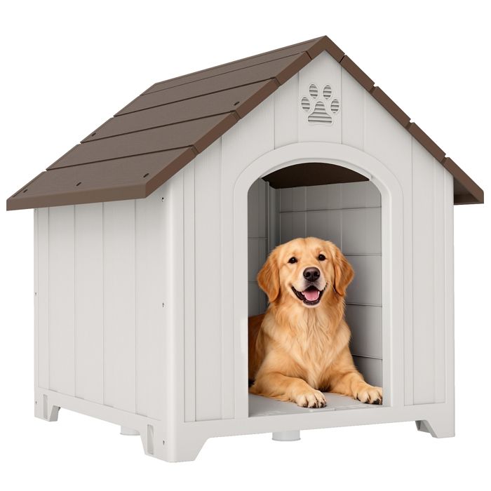 Niche pour chien extérieur - PawHut - en polypropylène imperméable - ventilé plancher surélevé - PP - 88 x 79 x 89 cm - gris clair