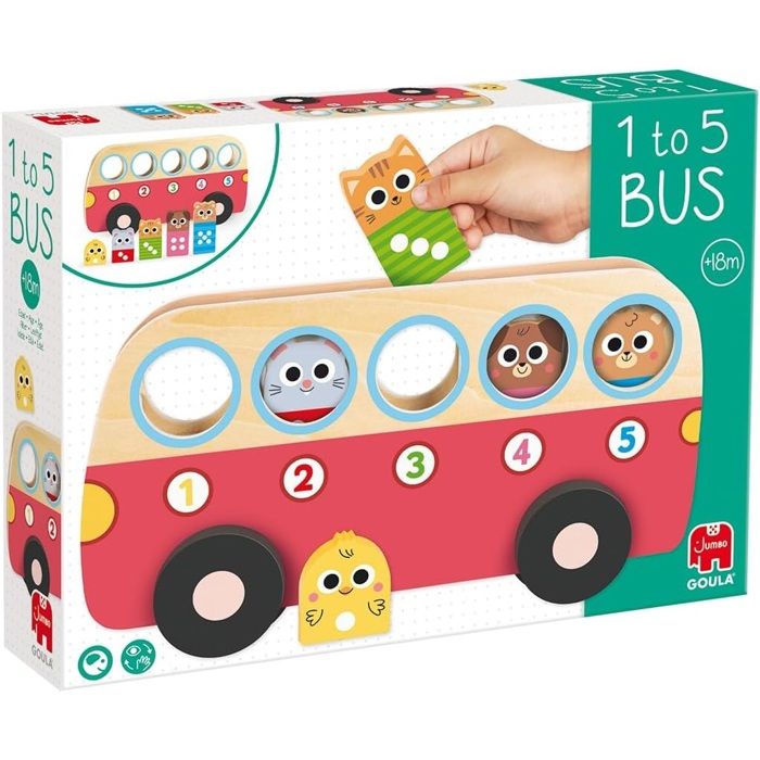 Jouet éducatif - GOULA - Bus de comptage 1 à 5 - Bois - 5 personnages - Système autocorrecteur Jouet éducatif - GOULA - Bus de comptage 1 à 5 - Bois - 5 personnages - Système autocorrecteur