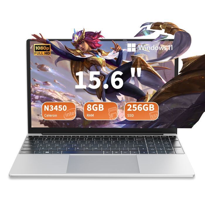 PC portable-15.6Intel Celeron N34508Go RAM DDR4 256Go SSDWindows 11PROWiFi5HDMI，Ordinateur Portable