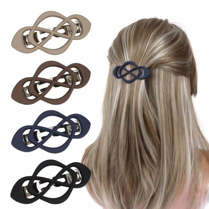 Lot de 4 barrettes à cheveux croix françaises finition mate accessoires coiffure pour femme pour tous types de cheveux