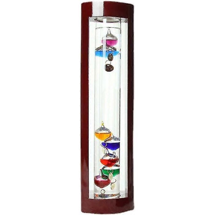 Thermomètre en verre - sphère multicolore - cadre en bois de cerisier - design élégant