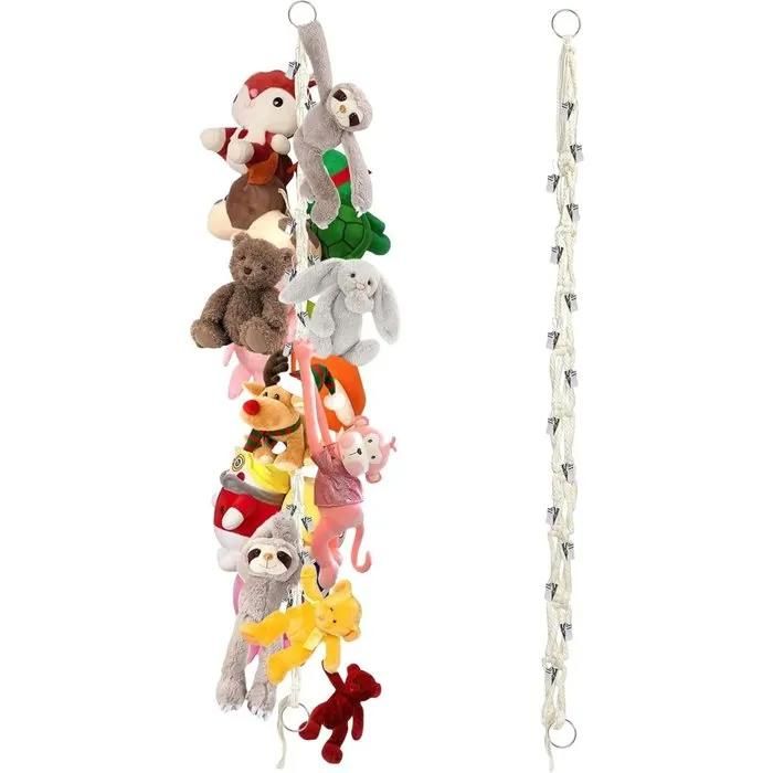 Lot de 2 guirlandes de rangement suspendues pour peluches avec 20 pinces style bohème vertical ou horizontal