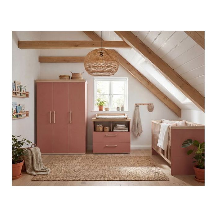 Ensemble Chambre Bébé Jimmy - ROBA - Chambre Complète Trio - Mauve / Chêne