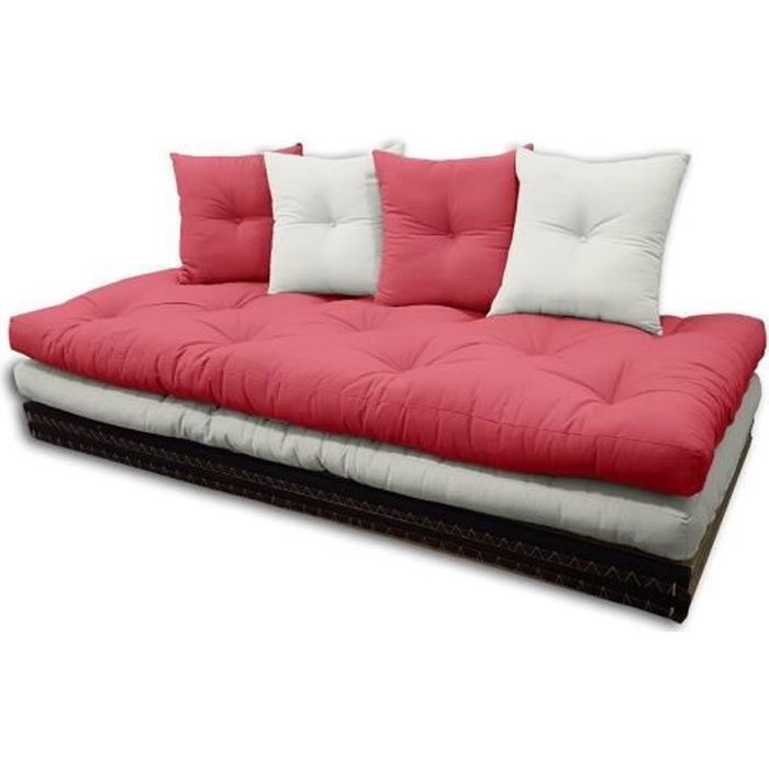 canape tatami rouge ecru 80x200 cm cdiscount maison