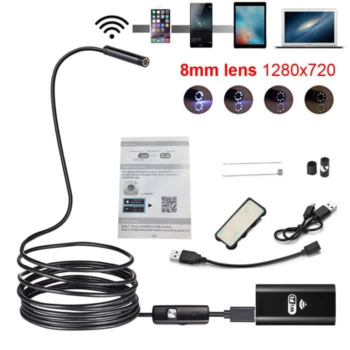 Waldtech Dual360HD52 HD Endoscoop Camera met 360° beweegbare camerakop Dual Camera - Voor & Zij camera - 5m Semi Flexibele kabel - 8,5mm - IP68 - 5 Scherm