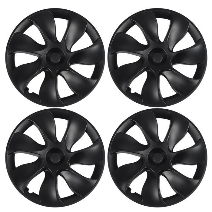Akozon enjoliveur de roue 4pcs Hubcaps Matte Black Wheel Cover Hubcap Remplacement Pour Tesla