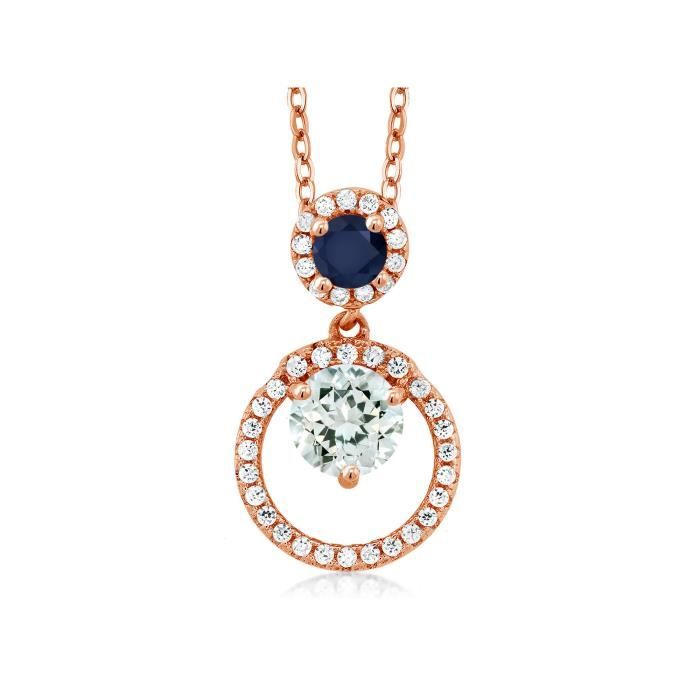 SUPERBE CHAÎNE EN OR JAUNE 18 CARATS PENDENTIF CALCEDOINE ROSE ET OR 24 CARATS