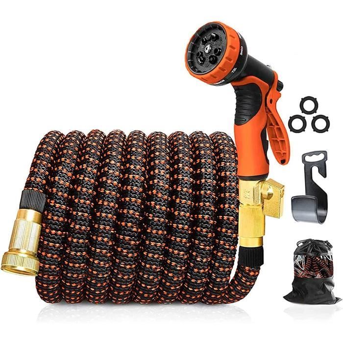 Tuyau Arrosage Extensible 30m QWORK - Avec Pistolet 7 Fonctions - Flexible, Sans Fuite