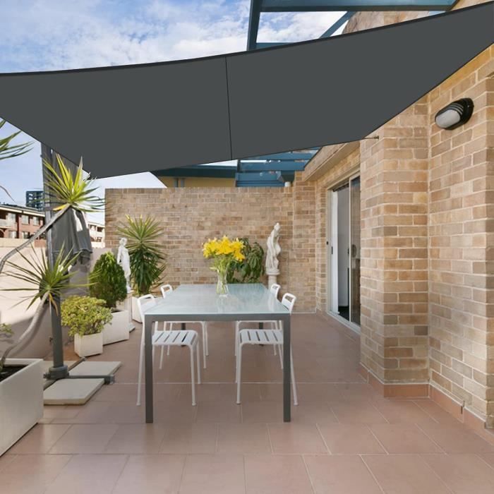 Voile D'ombrage Rectangulaire 2x3m - Imperméable Et 95% UV - Pour Terrasse, Jardin Ou Balcon (Gris)