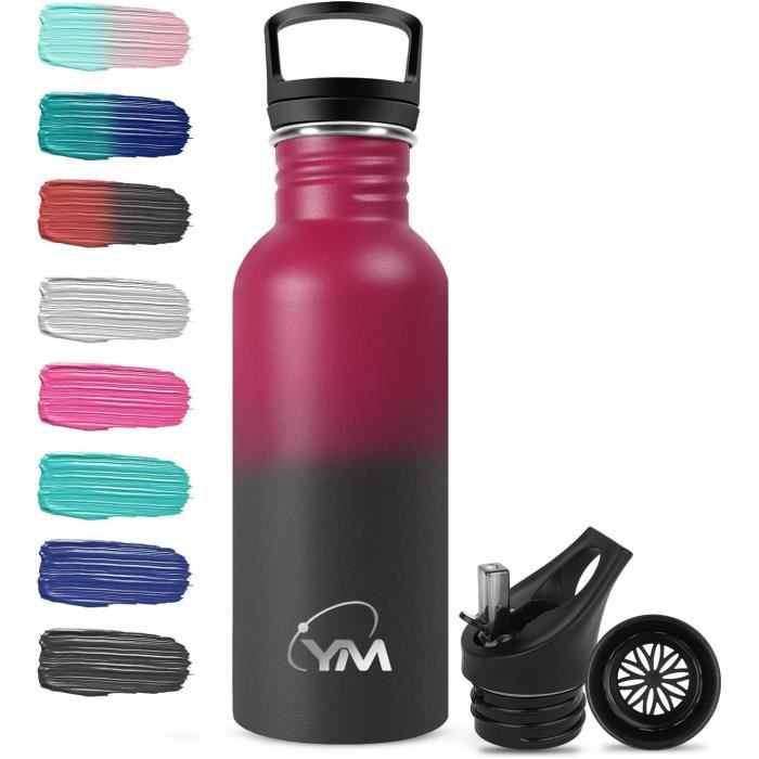 Gourde Isotherme Acier Inoxydable 500ml Fleurs Rouge - 24h Froid / 12h Chaud, Sans BPA, Étanchéité Parfaite