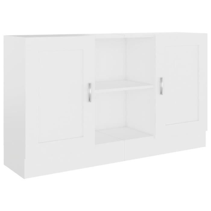 Buffet Blanc - Bois dingénierie - 120x305x70 cm - Meuble de salon - Porte(s) - Buffet bas