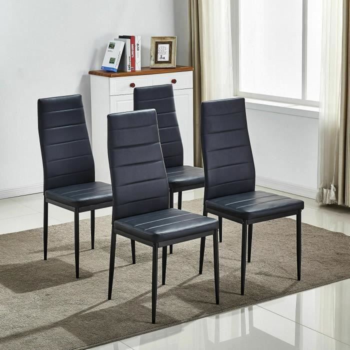 Lot de 4 chaises de salle à manger en cuir simili pour salon restaurant
