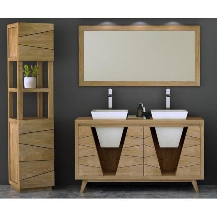 Meuble de salle de bain en teck  océane l160 cm 3 portes  Cdiscount