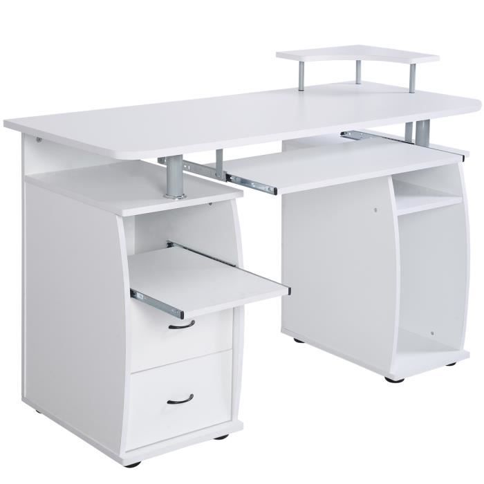 Table De Bureau Pour Ordinateur Pc Avec Tablette Imprimante