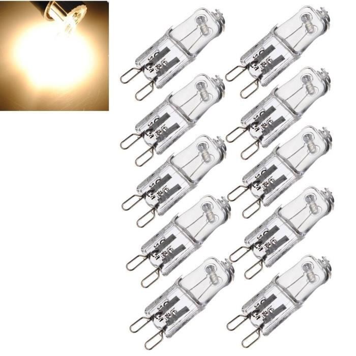 10 X Ampoule G9 40w Globe Lampe Halogene 220 230v Blanc Chaud