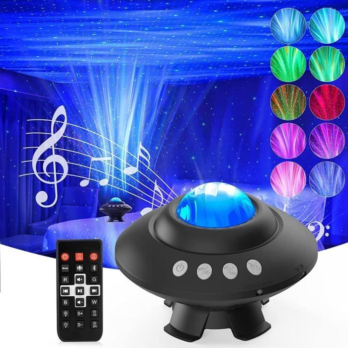 Réveil Projecteur étoiles 3 En 1 - LED, Musique, Veilleuse, Thermomètre, Pour Chambre Enfant Ou Bureau