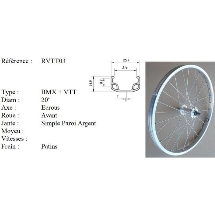 Roue arriere velo 20 pouces clearance