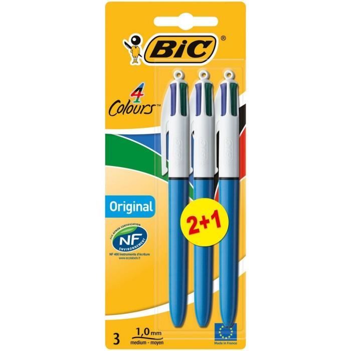 Stylo BIC 4 Couleurs Counter Pen Sur Socle - Rétractable Chaîne 58cm - NF Environnement