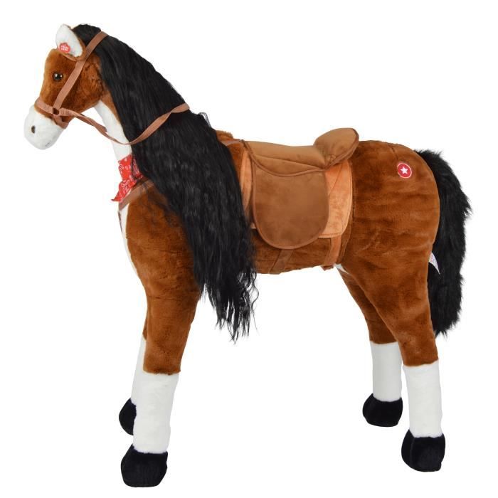 Cheval geant Anna 105 cm brun Pink Papaya Jouet en peluche Mixte Enfant 3 ans et plus Cdiscount Jeux Jouets