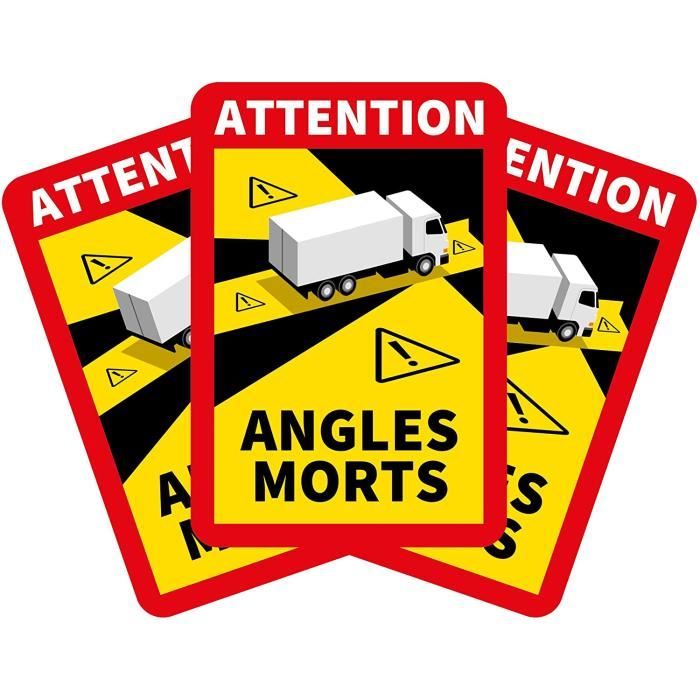 L.170 x H.250 Lot de 3 Autocollant waterproof Angles morts sur les v/éhicules lourds Bus Car Autocar