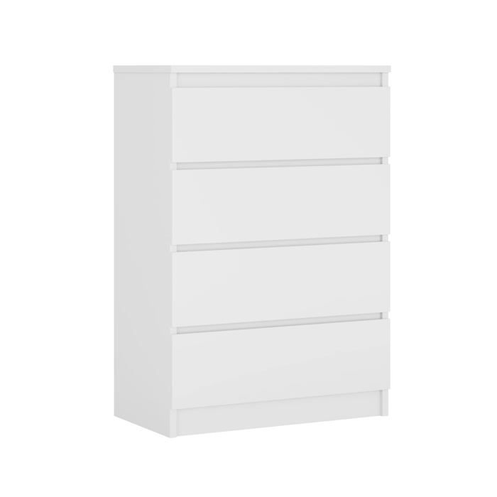 Commode 4 tiroirs 70cm, Couleur: Blanc mat, buffet salon, commode ...