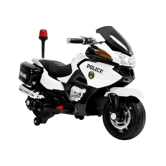 Moto électrique de police pour enfants - POLICE - YSA021A - Roues en caoutchouc - Blanc - 3-7 ans