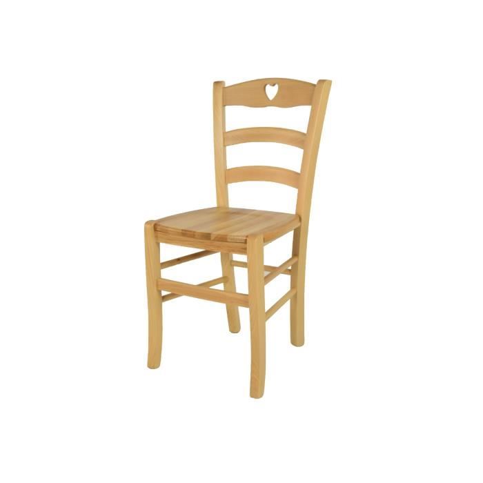 Tommychairs - Chaise cuisine CUORE robuste structure en bois de hêtre peindré en couleur naturelle et assise en bois