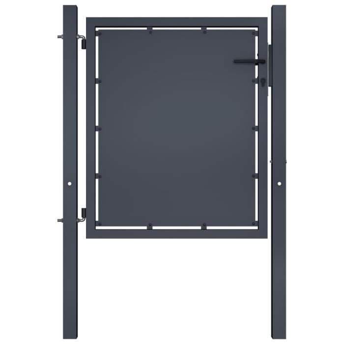 Jardin Vidaxl Portillon Simple Porte Avec Dessus A Pointe Portail De Jardin Porte De Jardin Barriere De Jardin Terrasse Patio Exterieur Acier 1x2 M Noir Clotures Decoratives