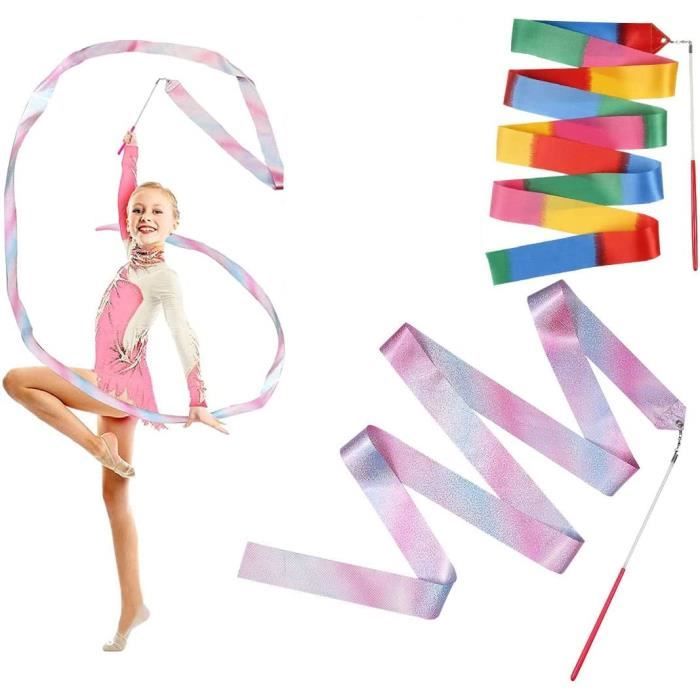 SAVITA Rubans de Danse, 2 m Ruban de Gymnastique Rubans Danse avec Baguette  de Danseur de Ruban Dance Ribbon pour Enfants Filles Adultes Danse  Entraînement Cadeaux de Fête Anniversaire(2 Pièces) : 