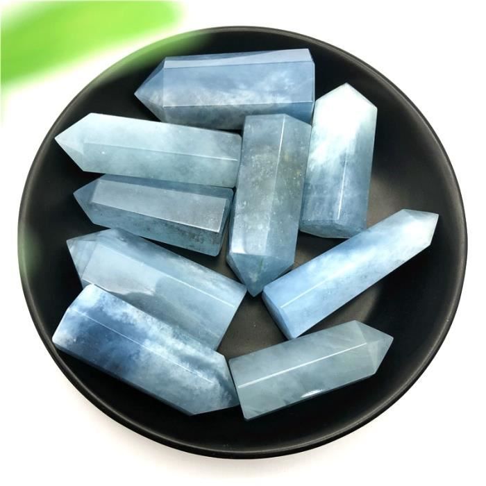 Pierres précieuses,Aigue-marine bleue naturelle, 1 pièce, Quartz, cristal,  tour de Chakra, pierre précieuse de - Type 30-40mm