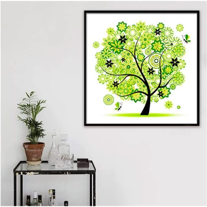 Kit Peinture Diamant 5D Arbre Bonsai - Tableau Strass Ronde 30x30cm Décoration Murale DIY