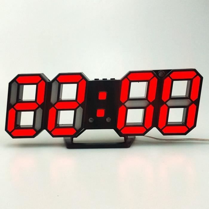 Réveille-Matin 3D LED Digital,Horloge Murale,Horloge numérique,Timorn