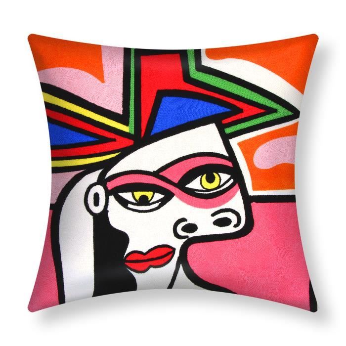 Housses de Coussin - AVIZAR - Lot de 2 - 45x45 cm - Brodées - Multicolore - Design Contemporain Housses de Coussin - AVIZAR - Lot de 2 - 45x45 cm - Brodées - Multicolore - Design Contemporain