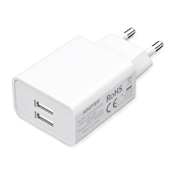 BIVGOCLS Chargeur USB 2 Ports5V 2A Chargeur Secteur USB Adaptateur Chargeur Mural USB