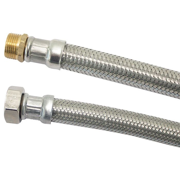 Flexible femelle/mâle - BOUTTE - 15x21 - 30 cm - Chromé - Annelé - Convient pour lavabo et vasque