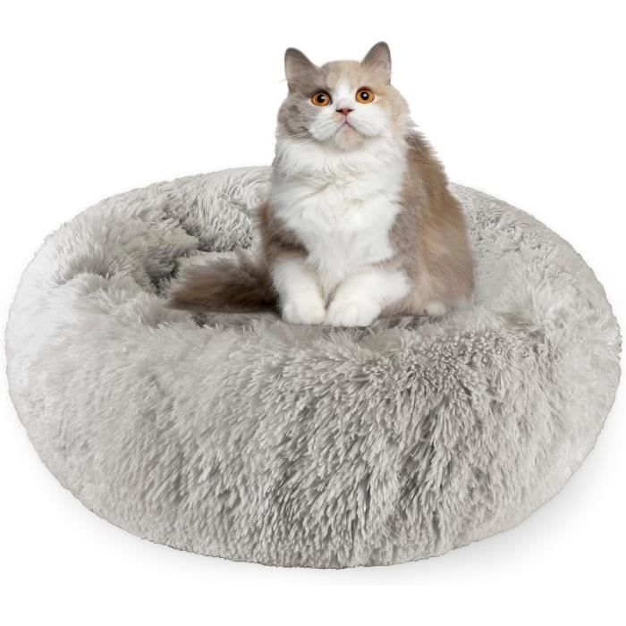 Peluche Doux Oreiller Couchage Long Coton Confort de Chat Mignon 90CM - Gris