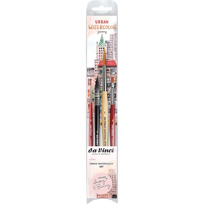 da Vinci Brushes 4252DV Lot de 3 pinceaux pour aquarelle Taille 2, Taille inclinée 10, Ovale Taille 12, Noir